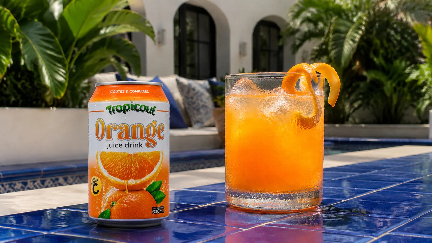 Tropicoul Orange — fraîcheur en lumière, photographie éditoriale.